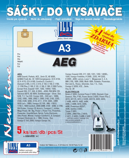 A3 - sáček do vysavače AEG